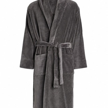 Mens Dressing Gown Sheared Fleece – Grey Soft Robe-Quality Brands Outlet-