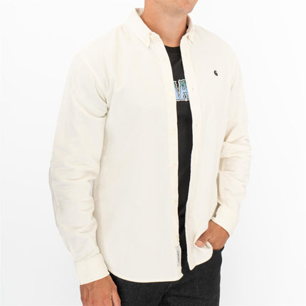 Premium Brand Shirt Ivory Fine Cord Long Sleeve-Quality Brands Outlet-