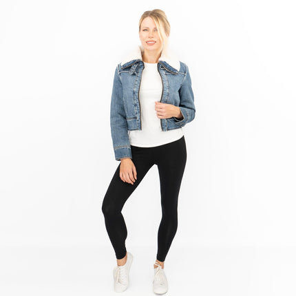 Mango Womens Shearling Denim Jacket - Quality Brands Outlet