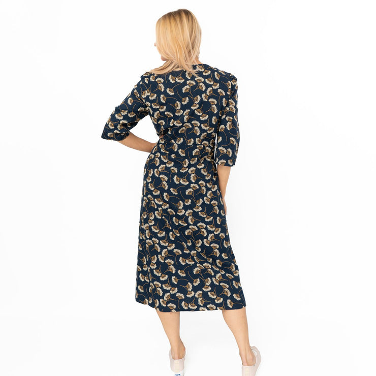 Seasalt Navy Floral Fisborne Midi Dress - Quality Brands Outlet