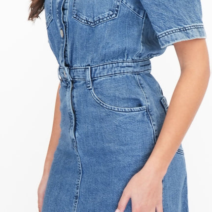 M&S Denim Utility Blue Midi Dress-Quality Brands Outlet-