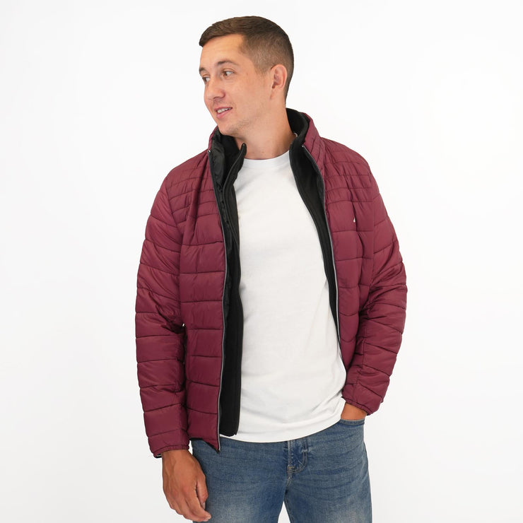 Nautica Performance Double Zip Puffer Jacket Burgundy - Quality Brands Outlet