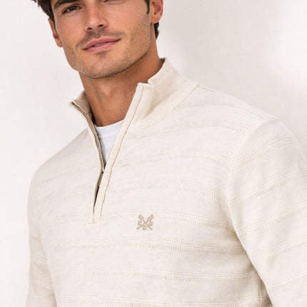 Crew Clothing Mens Jumper Half Zip Cashmere Blend Cream - Quality Brands Outlet