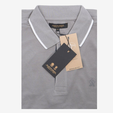 Austin Reed Men Cotton Light Grey Cotton Pique Polo Shirts Short Sleeve Casual Jersey Tops