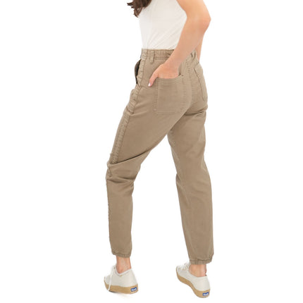 M&S Cotton Blend Slim Fit Trousers Stretch Elasticated Cuff Mocha - Quality Brands Outlet
