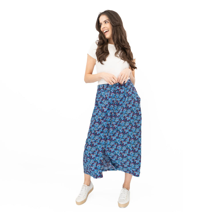 White Stuff Purple Floral Longer Length Midi Skirt - Quality Brands Outlet