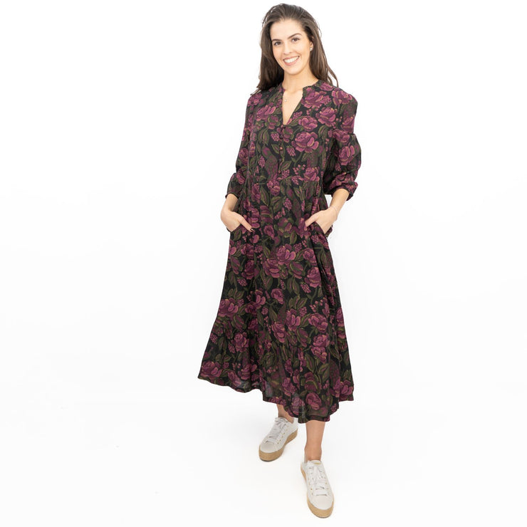 Seasalt Purple Engleheart Dress in Tapestry Bloom Grape Print Midi - Quality Brands Outlet