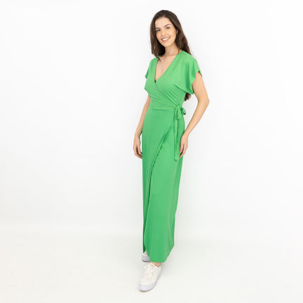 Coast Green Short Sleeve Cross Wrap Long Maxi Dresses-Quality Brands Outlet-