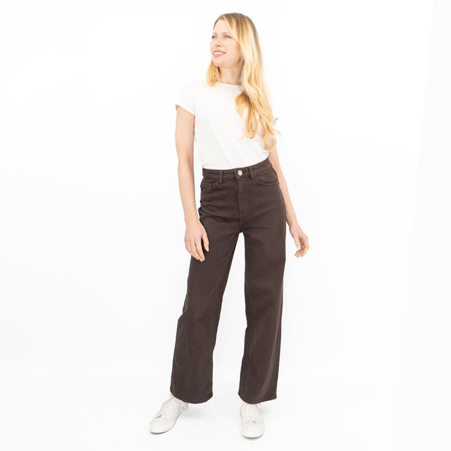 M&S Wide Leg Jeans Chocolate Brown