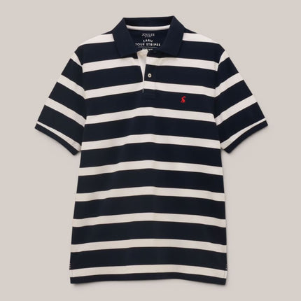 Joules Woody Striped Polo Shirt Pink Short Sleeve - Quality Brands Outlet