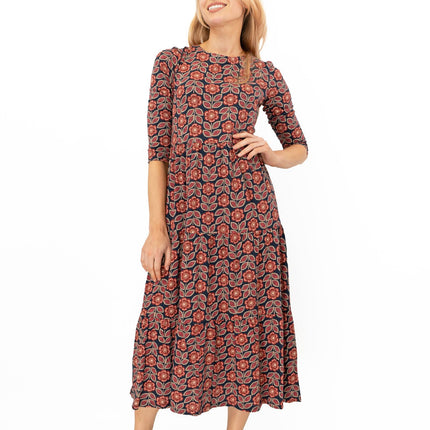 Seasalt Black Red Floral Line Strokes Dress-Quality Brands Outlet-