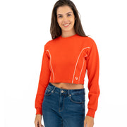 True Religion Red Soft Cotton Sweatshirt Long Sleeve Crop Tops