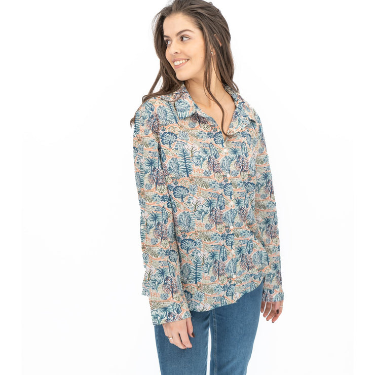 Seasalt Larissa Shirt Blue Forest Print - Quality Brands Outlet