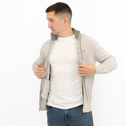 Crew Clothing Mens Cardigan Zip Up Grey - Quality Brands Outlet