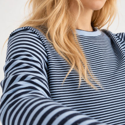 Clara Sparkle Top Long Sleeve Tee - Blue-Quality Brands Outlet-