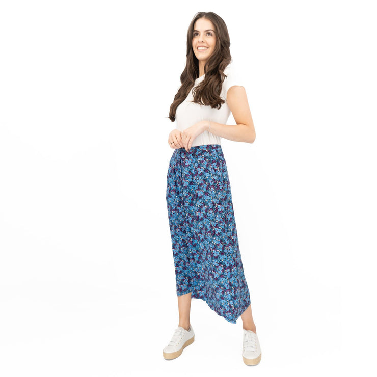 White Stuff Purple Floral Longer Length Midi Skirt - Quality Brands Outlet