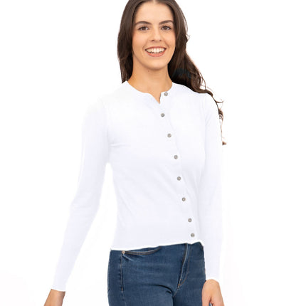 M&S Cardigan Classic Button Up White