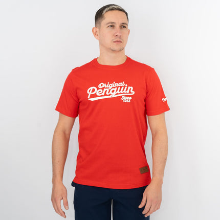Original Penguin T-shirt Short Sleeve Embroidered Red-Quality Brands Outlet-
