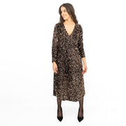 Velvet Sequin Wrap Midi Dress Sparkle Bronze - Quality Brands Outlet
