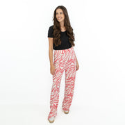 Karen Millen Pink Zebra Print High Waisted Relaxed Fit Wide Leg Jersey Trousers