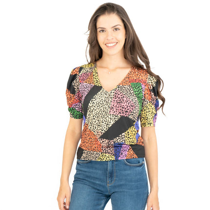 Oasis Short Sleeve V-Neck Summer Multi Colour Tops-Quality Brands Outlet-
