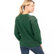 M&S Womens Green Sequin Crew Neck Jumper - Quality Brands Outlet