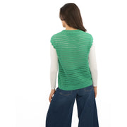 M&S Green Cotton Rich Striped Crochet Top - Quality Brands Outlet