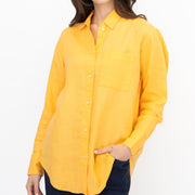 M&S Womens Yellow Pure Linen Collared Blouse