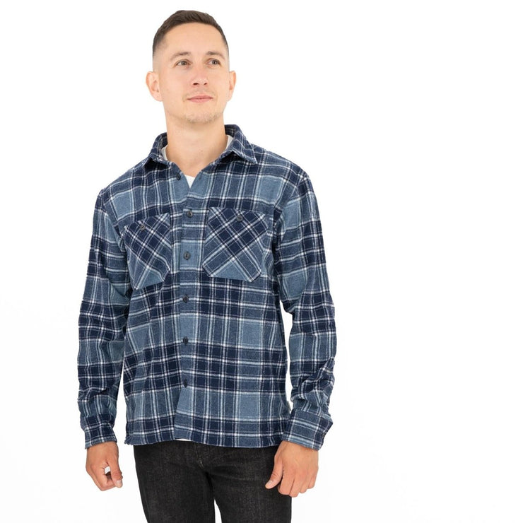 Jared Check Overshirt Storm Blue - Quality Brands Outlet