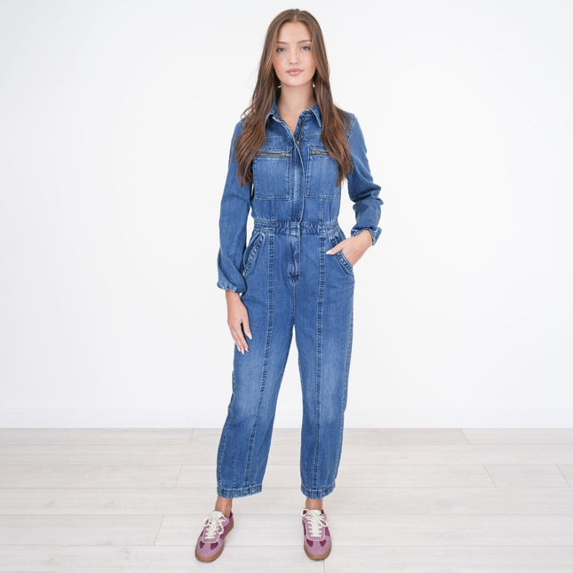 M&S Denim Blue Utility Jumpsuits-Quality Brands Outlet-