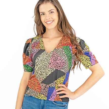 Oasis Short Sleeve V-Neck Summer Multi Colour Tops-Quality Brands Outlet-