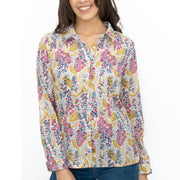 Seasalt Larissa Shirt Top Lino Foxglove Chalk Print - Quality Brands Outlet