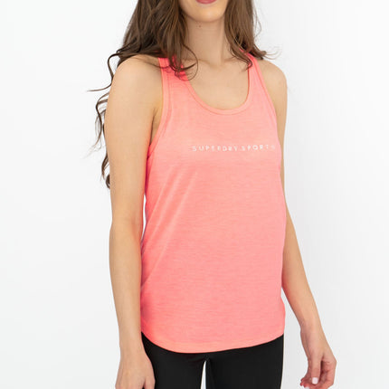 Superdry Studio Coral Pink Vest Sports Activewear Workout Gym Tops-Quality Brands Outlet-