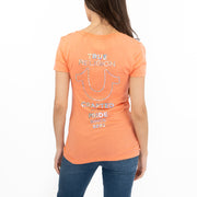 True Religion Light Orange T-Shirt Cotton Short Sleeve Lightweight V-Neck Summer Tops