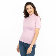 Karen Millen Lilac Short Sleeve Jersey Funnel Neck Top