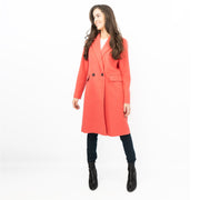 Phase Eight Revere Coat Wool Blend Double Breasted Knee Length Pink