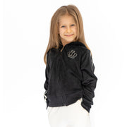 Lipsy Girl Kids Sequin Full Zip Black Velour Hoodies