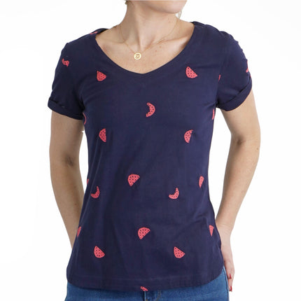 White Stuff Women’s Watermelon Blue T-Shirt Summer Short Sleeve-Quality Brands Outlet-