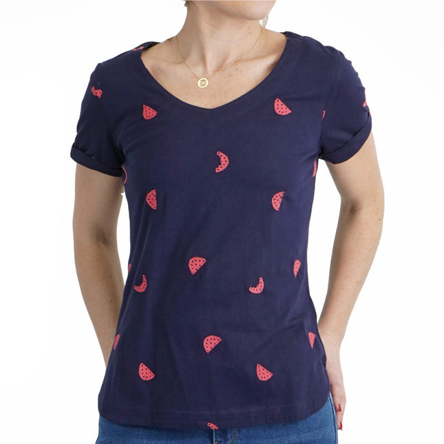 White Stuff Women’s Watermelon Blue T-Shirt Summer Short Sleeve-Quality Brands Outlet-