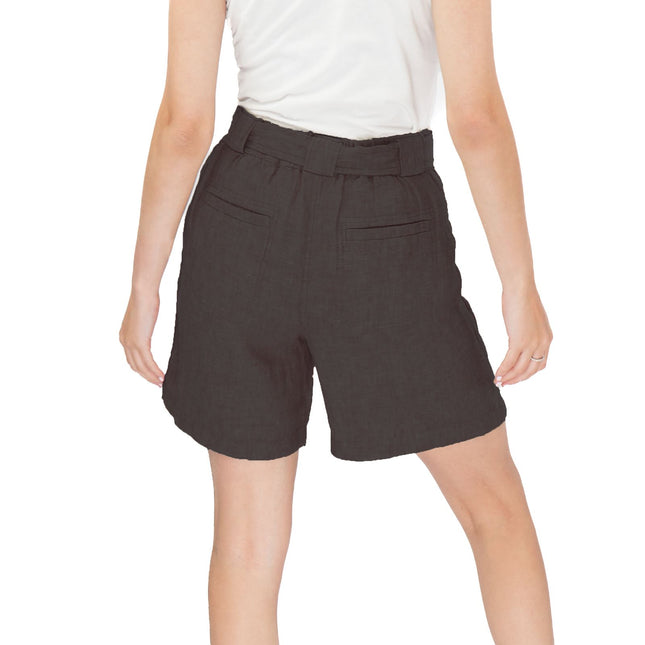 M&S Black Pure Linen Belted Shorts - Quality Brands Outlet
