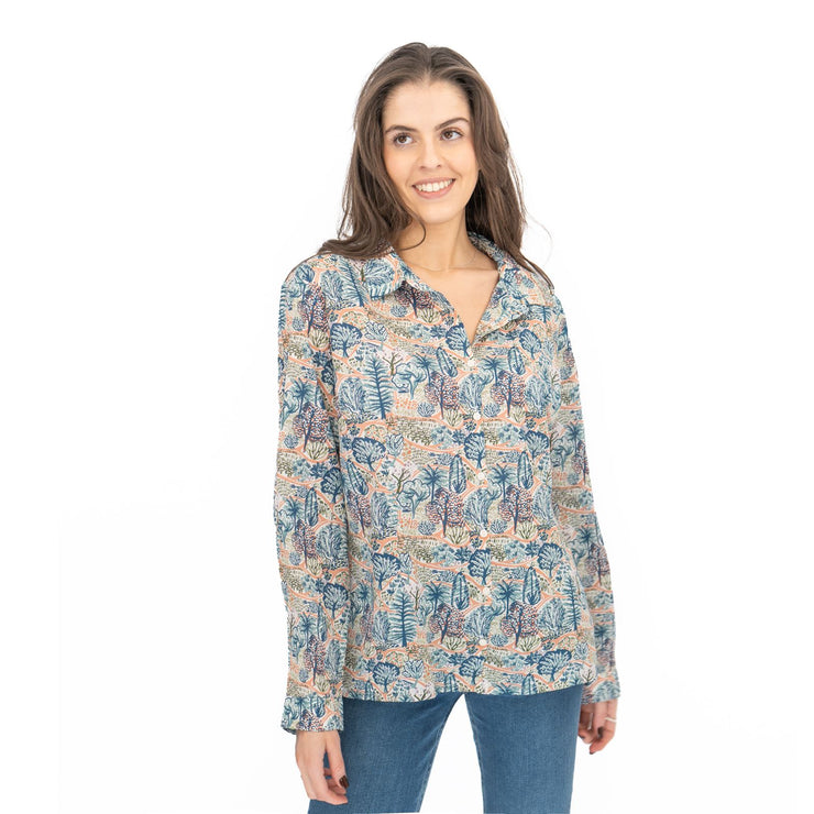 Seasalt Larissa Shirt Blue Forest Print - Quality Brands Outlet