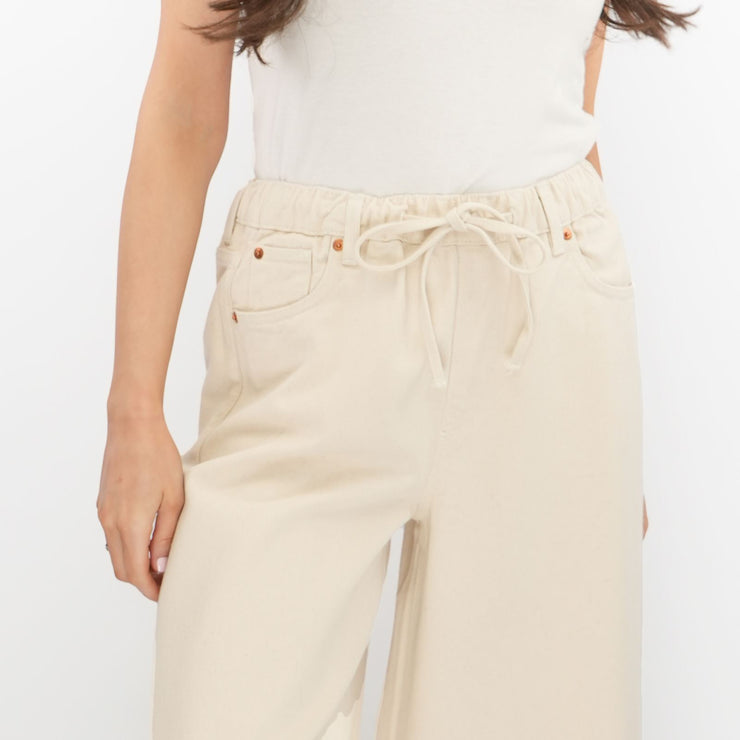 M&S Wide Leg Palazzo High Waist Jeans Ecru - Quality Brands Outlet