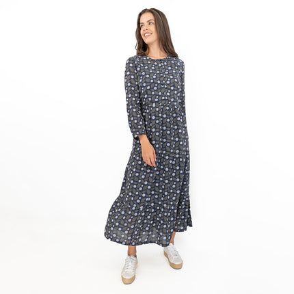 Seasalt Navy Leaves Charbon Midi Dress-Quality Brands Outlet-
