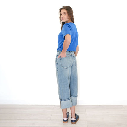 Next Crop Turn Up Jeans Wide Leg Light Blue Denim-Quality Brands Outlet-