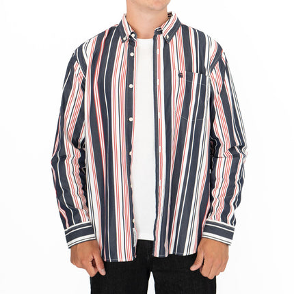 Premium Brand Long Sleeve Navy Striped Shirt-Quality Brands Outlet-