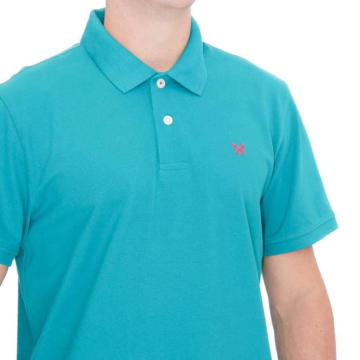 Crew Clothing Polo Shirt Classic Pique Cotton Turquoise Green - Quality Brands Outlet