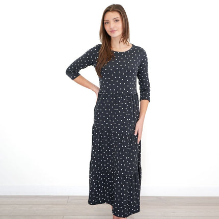 Seasalt Line Strokes Dress in Black with Polka Dot - Quality Brands Outlet