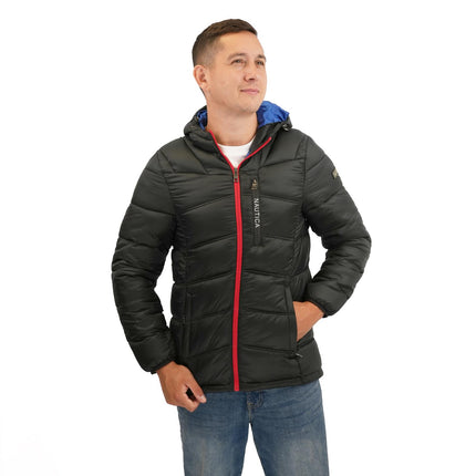 Nautica Mens Performance N83 Hooded Puffer Jacket Black-Quality Brands Outlet-