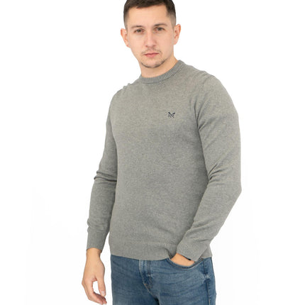 Crew Clothing Mens Knitted Jumper Long Sleeve Grey-Quality Brands Outlet-