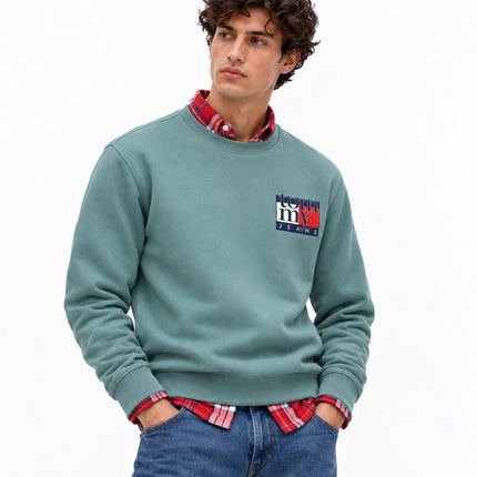 Mens Sweatshirts Classic Logo Print Long Sleeve Tops - Pastel Green-Quality Brands Outlet-